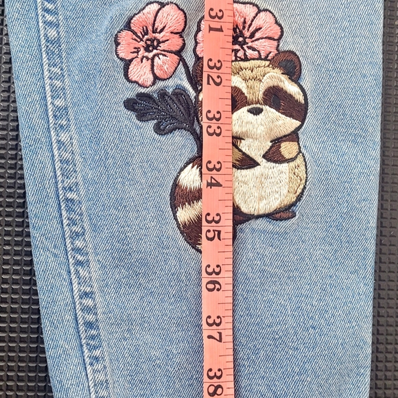 Hot Topic Blue Jeans with Raccoon and Floral Embroidery - Picture 9 of 9